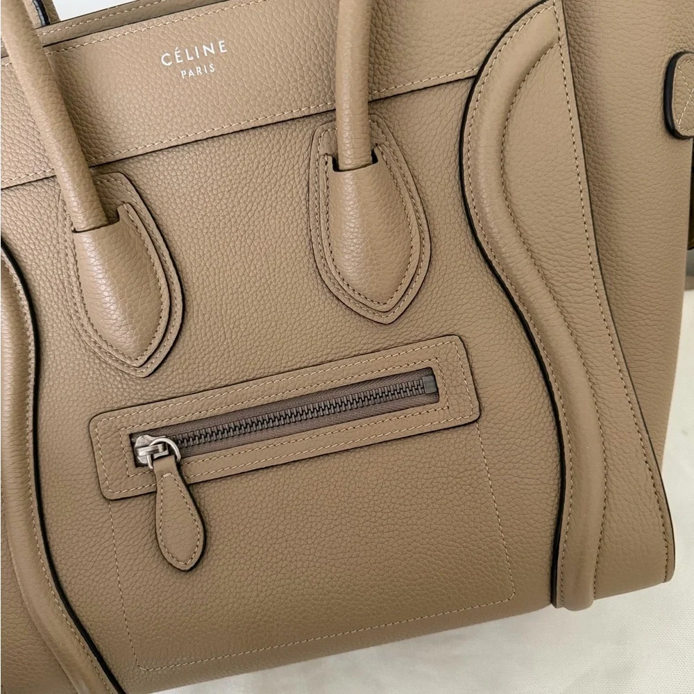 Celine Grained Leather Phantom Medium Luggage in Greige - Picture 2 of 12